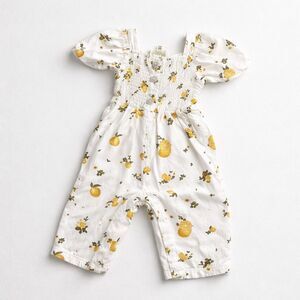 Jessica Simpson White and yellow lemon jumpsuit smocked size 18 months EUC